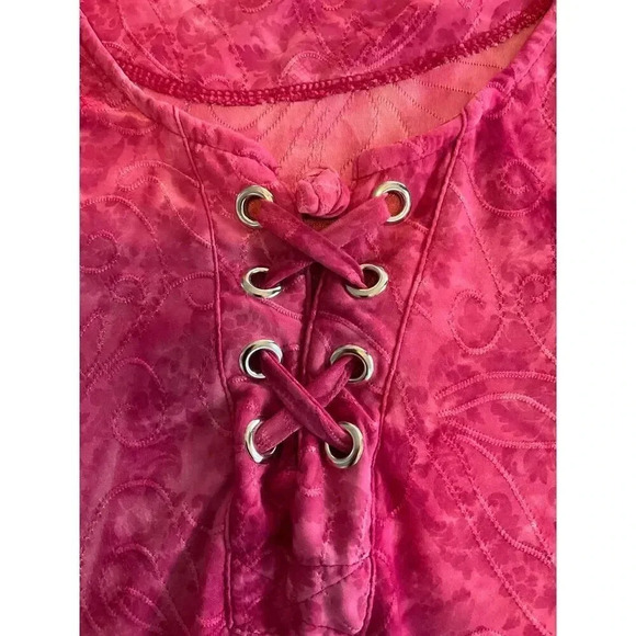 New Directions Pink Embroidered Blouse Round Neck 3/4 Sleeve Casual Womens Large - Picture 3 of 7